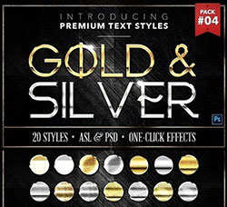 极品PS样式－20个镀金镀银效果(第四套/含PSD文件)：Gold & Silver #4 - 20 Styles